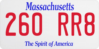 MA license plate 260RR8