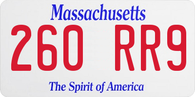 MA license plate 260RR9