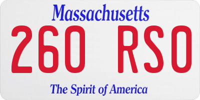 MA license plate 260RS0
