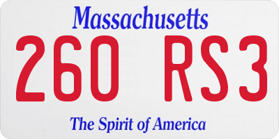 MA license plate 260RS3