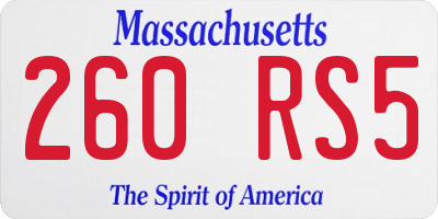 MA license plate 260RS5