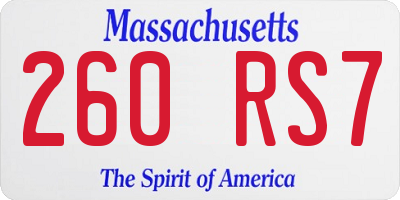 MA license plate 260RS7
