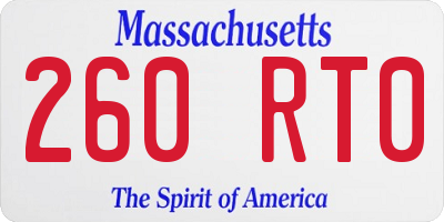 MA license plate 260RT0