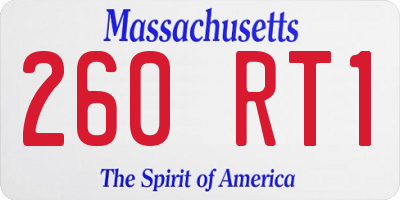 MA license plate 260RT1