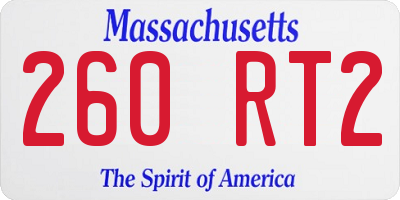 MA license plate 260RT2