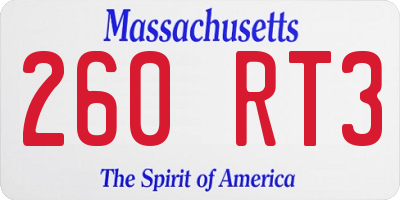 MA license plate 260RT3