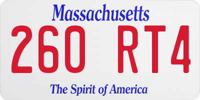 MA license plate 260RT4