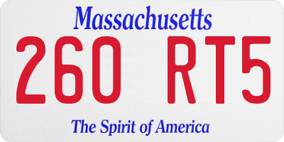 MA license plate 260RT5