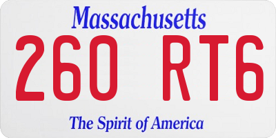 MA license plate 260RT6