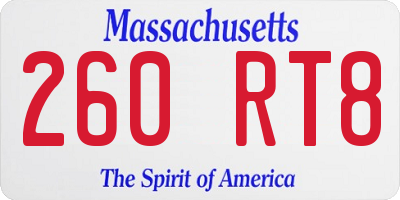 MA license plate 260RT8