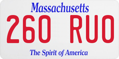 MA license plate 260RU0
