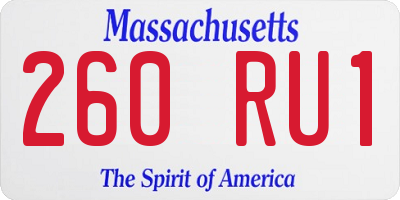 MA license plate 260RU1