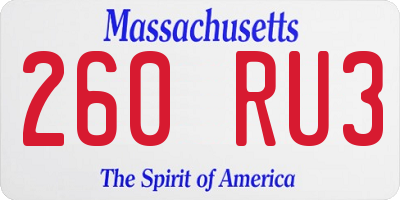 MA license plate 260RU3