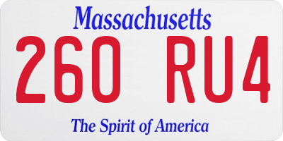 MA license plate 260RU4