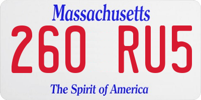 MA license plate 260RU5