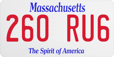 MA license plate 260RU6