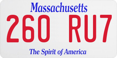MA license plate 260RU7