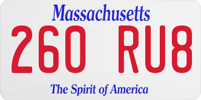 MA license plate 260RU8