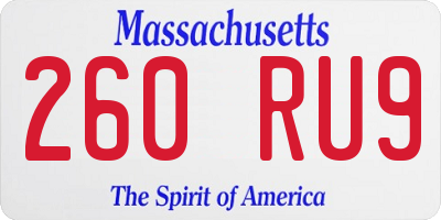 MA license plate 260RU9