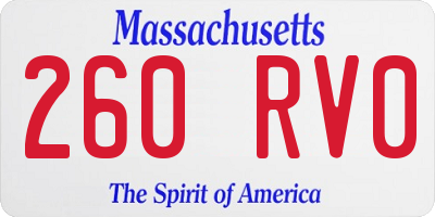 MA license plate 260RV0