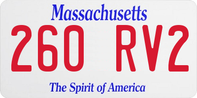 MA license plate 260RV2
