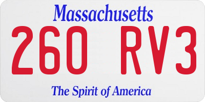 MA license plate 260RV3