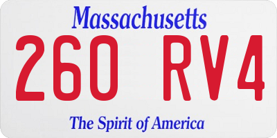 MA license plate 260RV4