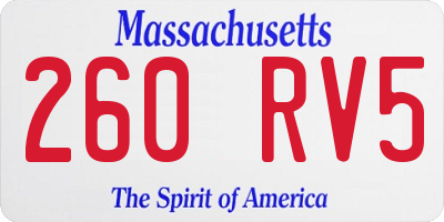 MA license plate 260RV5