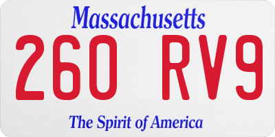 MA license plate 260RV9