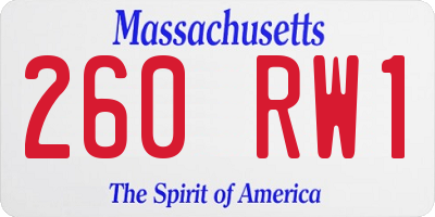 MA license plate 260RW1