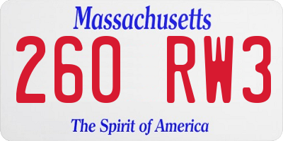 MA license plate 260RW3