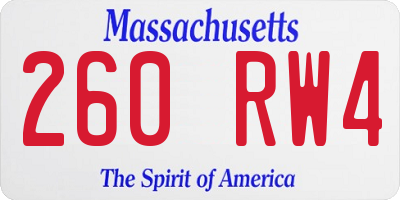 MA license plate 260RW4