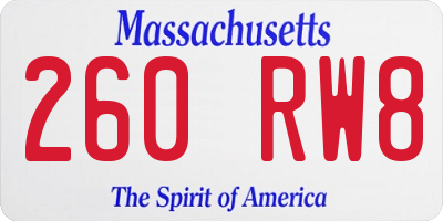 MA license plate 260RW8