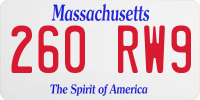 MA license plate 260RW9