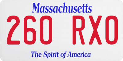 MA license plate 260RX0