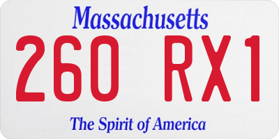 MA license plate 260RX1