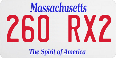 MA license plate 260RX2