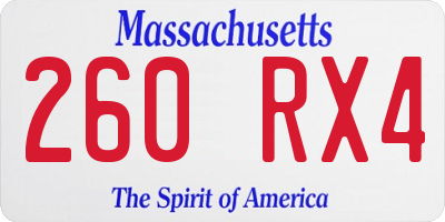 MA license plate 260RX4