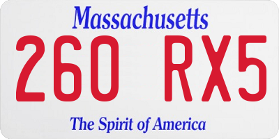 MA license plate 260RX5