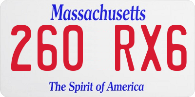 MA license plate 260RX6