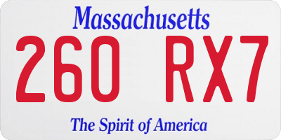 MA license plate 260RX7