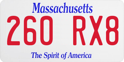 MA license plate 260RX8