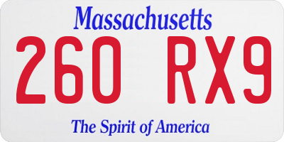 MA license plate 260RX9