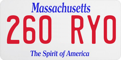 MA license plate 260RY0