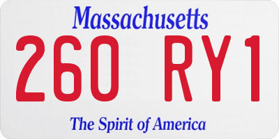 MA license plate 260RY1