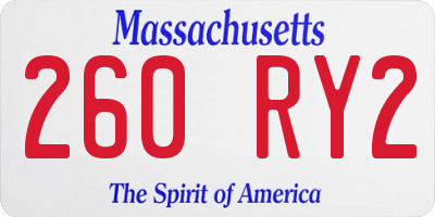 MA license plate 260RY2