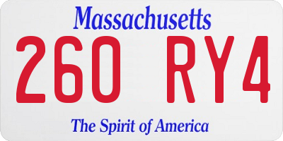 MA license plate 260RY4
