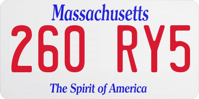 MA license plate 260RY5
