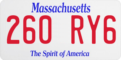 MA license plate 260RY6