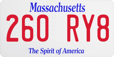 MA license plate 260RY8